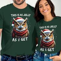 Grumpy Owl Christmas T-Shirt Sweatshirt or Hoodie, Funny Jolly As I Get Sarcastic Holiday Shirt, Uni