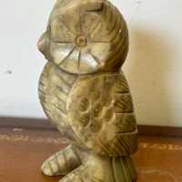 Vintage Owl Figurine Hand Carved MCM Alabaster Marble Owl Paperweight Bird Lovers Collectible Owl Sc