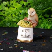 Barn Owl. Birds of Britain. Collectors thimble.
