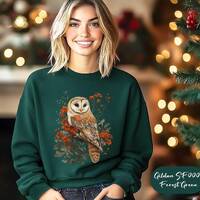 Womens Christmas Owl Sweatshirt,Barn Owl Sweater,Owl Lover Sweater,Bird Lover Sweater,Nature Lover S