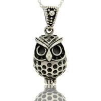 Sterling Silver Owl Pendant Necklace: Bird Charm Jewelry Gift