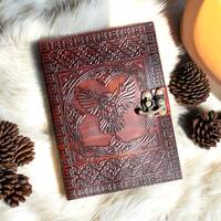 Wise Owl Leather Journal Grimoire Spell Book of Shadows Personalized Gifts for Him Her on Halloween 