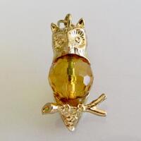 Wise Owl Vintage 9ct Gold Gem Set Charm or Pendant