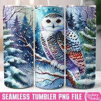 Watercolor Snowy Owl Tumbler Wrap 20 oz Skinny Tumbler Sublimation Design Winter Tumbler Png Design 