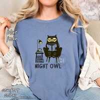 Night Owl Shirt: For Readers and Book Lovers, Comfort Colors Tee