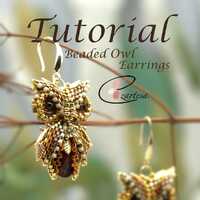 Beaded Owl Earrings Tutorial, Seed Bead Pattern by Ezartesa