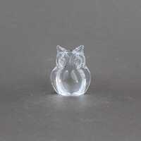 Vintage 1960s DAUM crystal owl figurine, Small stylized sculpture, French glass art