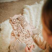 Wooden Puzzle Steampunk Decor Laser Cut Puzzle Owl Wall Art Puzzle for Adults Creative DIY Project H