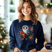 Christmas Owl Sweatshirt,Cute Owl Sweater,Owl Lover Christmas Gift,Nature Lover Gift,Owl Lover Tee,G