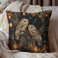 Enchanted Forest Owl Pillow: William Morris Inspired Fall Decor