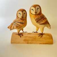 Barn Owl Sculpture, Bird Figure for Collectors, Couple's Gift, Rustic Home Decor