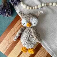 Owl Crochet Mini Lovey | Plush Snuggler for Baby, Owl Stuffy for Child, Woodland Animal Nursery Deco