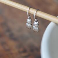 Bemidji Tiny Silver Owl Earrings on Silver Plated Wires - The Perfect Everyday Pair for the Cutest o