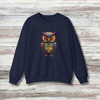 Psychedelic Rainbow Owl Sweatshirt, Nocturnal Owl Sweater, Owl Graphic Sweater, Colorful Animal Love