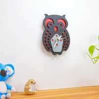 Handmade Wooden Owl Clock – Unique Wall or Desktop Decor | Custom Colors Available