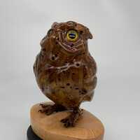Screech Owl - Lifesize butternut wood carving