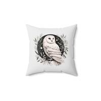 White Snow Owl Pillow, Outdoor porch decor, Woodland Christmas home, Outside accent throw, Winter de