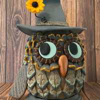 Owl, Halloween, whimsical, One-of-a-Kind, handmade, folk art, paper clay, sculpture…