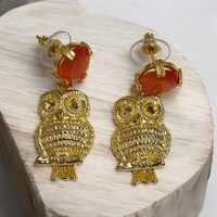 owl model  Earring/Elegant Earrings/Handmade Custom Earrings /  Handmade Brass Earring / 14K Gold Pl