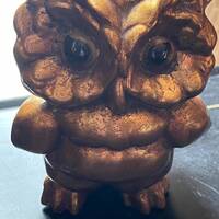 Vintage  Mid Century Gold Ceramic Owl