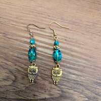 Silver and Purple Owl Earrings