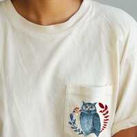 Christmas Owl, Pocket, Folk Art, Santa, Winter, Snow, Xmas, Flowers, Floral Pocket Tee, Comfort Colo