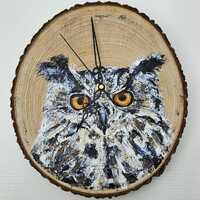 Ernest the Eurasian Eagle Owl Clock; uniquely striking bird design wooden clock, home decor, gift