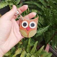 Handmade Leather Owl Keychain | Cute Animal Bag Charm | Unique Hand Stitched Gift | Nature Inspired