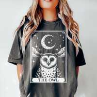 Owl Shirt, Tarot Card Shirt, Owl Halloween Moon Shirt, Funny Owl Gift, Owl Lover Gifts, Comfort Colo