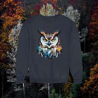 Cute Owl Sweatshirt Womens Applique Owl Sweater Owl Lover Gift Cottagecore 70s Owl Owl Lover Gift