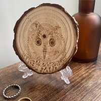 Handmade Owl Pyrography, long eared owl, great gift, home decor