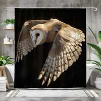 Majestic Owl Shower Curtain, Realistic Wildlife Bathroom Decor, Waterproof Fabric Bath Curtain, Noct