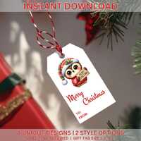 Christmas Owl Gift Tags | Printable Holiday Tags (PDF, PNG, JPG)