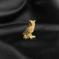 Miniature Gold Owl Figurine, Bronze Owl Statue, Small Decorative Animal Sculpture, Vintage Style Owl