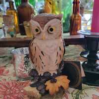 Vintage Great Horned Owl figure signed by Andrea Sadek, original tag and sticker present