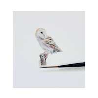 barn owl tiny art print - Barn Owl mini artwork - miniature print from original watercolor