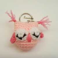 Handmade Crochet Owl Keychain, Cute Pink Owl Bag Charm, Animal Lover Gift, Kawaii Owl Keyring, Amigu