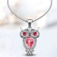 Padparadscha Sapphire Owl Pendant For Women Silver Statement Necklace Unique Multi Gemstone Necklace