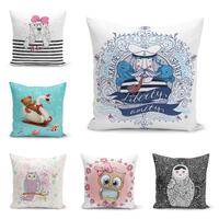 Cartoon Animal Cushion Cover, Cute Owl Dog Teddy Pillow, Nautical Sailor Pillowcase, Kids Room Decor