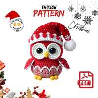 Amigurumi Christmas Owl Crochet Pattern PDF in English - Festive Owl Crochet Tutorial, Holiday Amigu