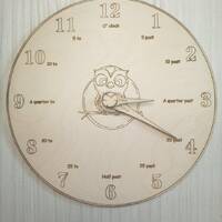 Owl beautiful kids educational time learning clock svg laser cut file