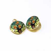 Handmade Owls in a Tree Locket: 14K Gold Plated Resin Art