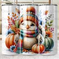 Cute Fall Owl Tumbler Wrap, 20 oz Skinny Tumbler Sublimation Design, Autumn Pumpkin Tumbler Wrap, Ow