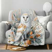 Velveteen Plush Blanket, Autumn Owl Design, Soft Luxury Throw, Cozy Home Decor, Warm Fall Accent, El