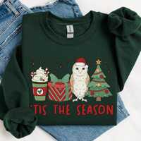 Barn Owl Christmas Sweatshirt, Tis The Season Cottagecore Owl Christmas Shirt, Animal Christmas Swea
