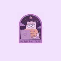 Sticker Nachteule "Night owl club" - Glitzer Effekt