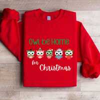 Owl Be Home for Christmas Sweatshirt, Owl Sweatshirt, Christmas Sweatshirt, Holiday Gift, Seasonal G