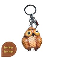 Genuine Leather Keyring &ndash; Owl & Mole Design
