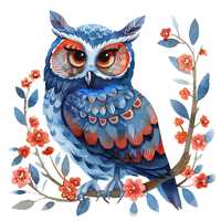 19 Folk Art Owl Clipart, Owl Clip art, Printable Watercolor Clipart, Paper Craft, Junk Journals, Hig