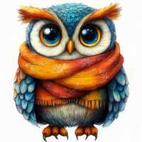 Watercolor Owl Clipart: Vintage Patchwork Art, Scrapbooking (Digital Download)